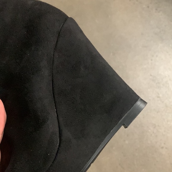 High Heeled Wedge Zip Ankle Platfrom Boots in Black Faux Suede - Women’s - Picture 8 of 13